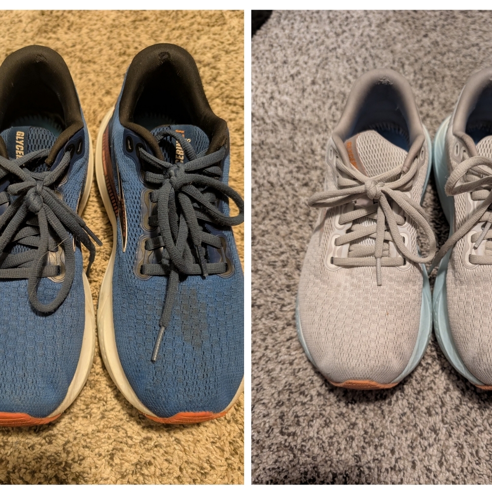 Brooks Glycerin GTS 21 🎽 Sneakers - Womens Size 7(wide) Coconut Beige&Blue